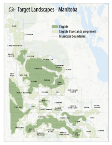 map showing DUC target areas in Manitoba