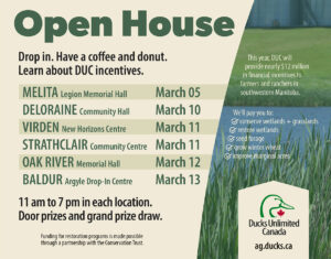 Poster shows DUC open houses in March 2025