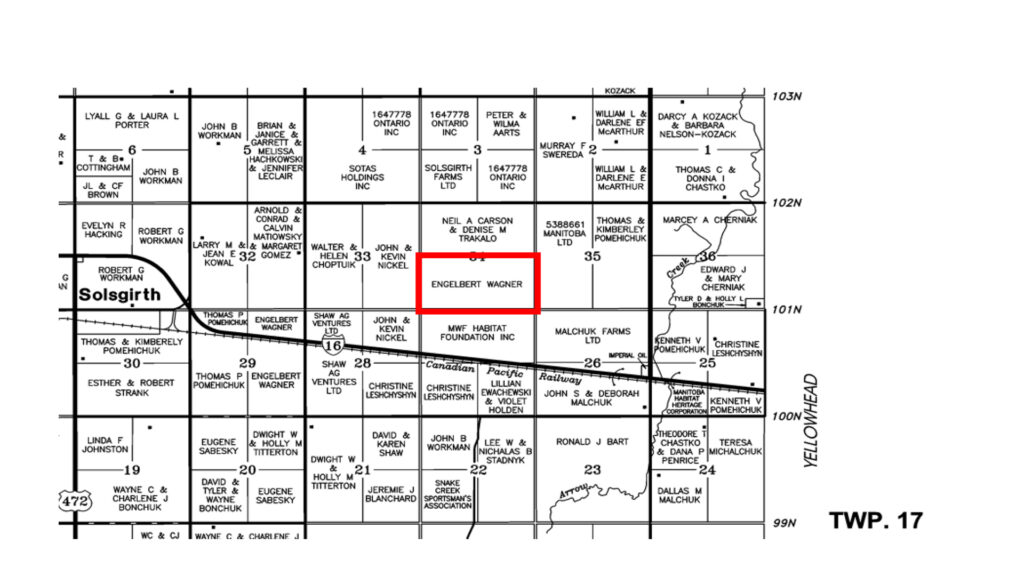 Map showing DUC land for rent in the Rural Municipality of Prairie View