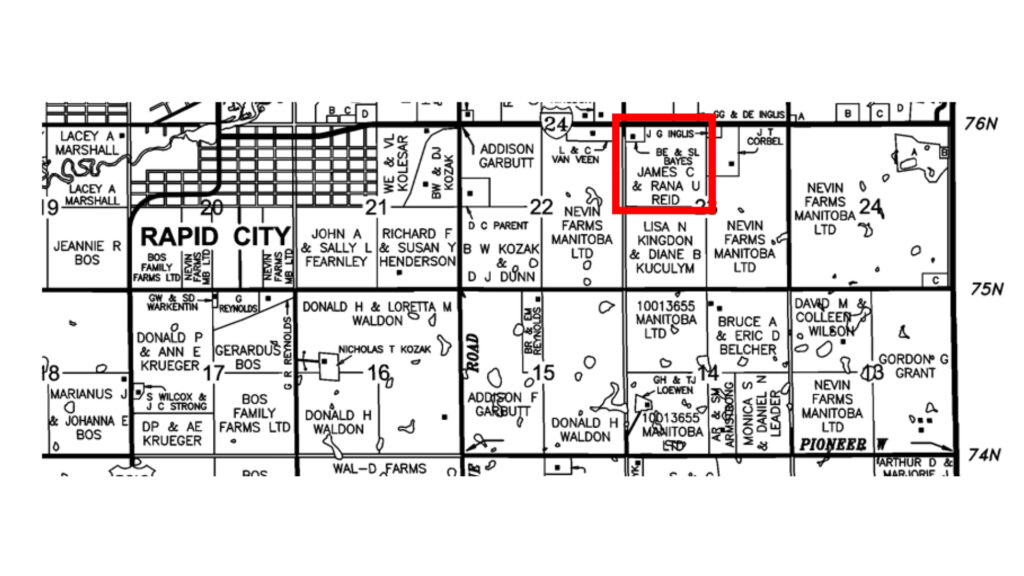 Map showing DUC land for rent in the Rural Municipality of Oakview